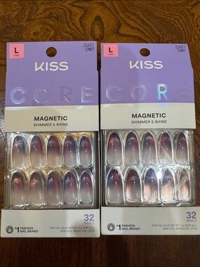Kiss (2)Core Magnetic Long Almond Press On Nails, Twinkling Stars